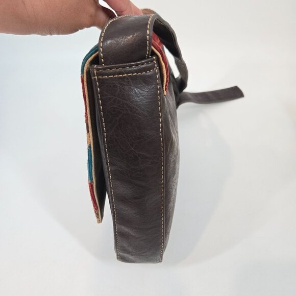 Stamp 10 Corduroy & Faux Leather Patchwork Lacy Crossbody Bag Fall Boho Gift NEW - Picture 4 of 12